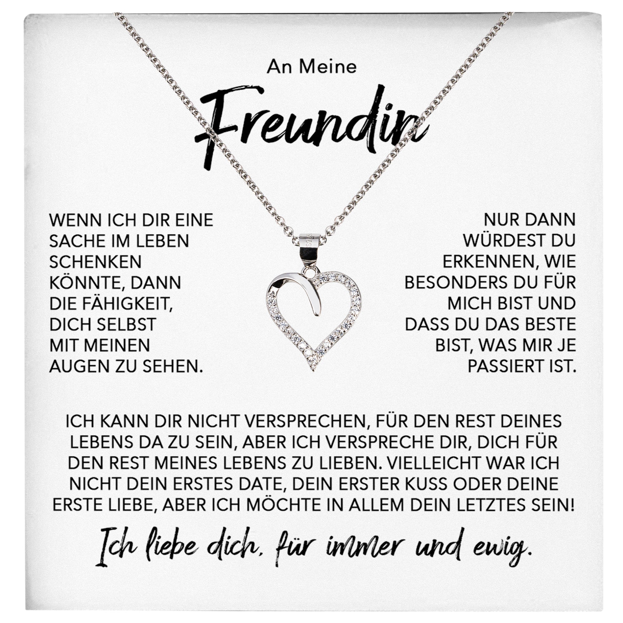 22Feels® Freundin Geschenk Silber Ich Liebe Dich Schmuck Frauen Silber 925/000 Herz Halskette Valentinstag Jahrestag Damen Collier Liebesbeweis-Schmuck mit Botschaftskarte - Herz21-22Feels
