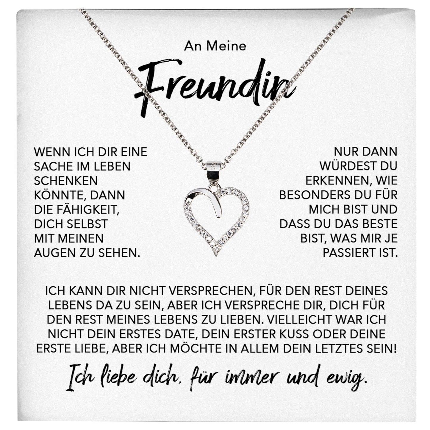 22Feels® Freundin Geschenk Silber Ich Liebe Dich Schmuck Frauen Silber 925/000 Herz Halskette Valentinstag Jahrestag Damen Collier Liebesbeweis-Schmuck mit Botschaftskarte - Herz21-22Feels