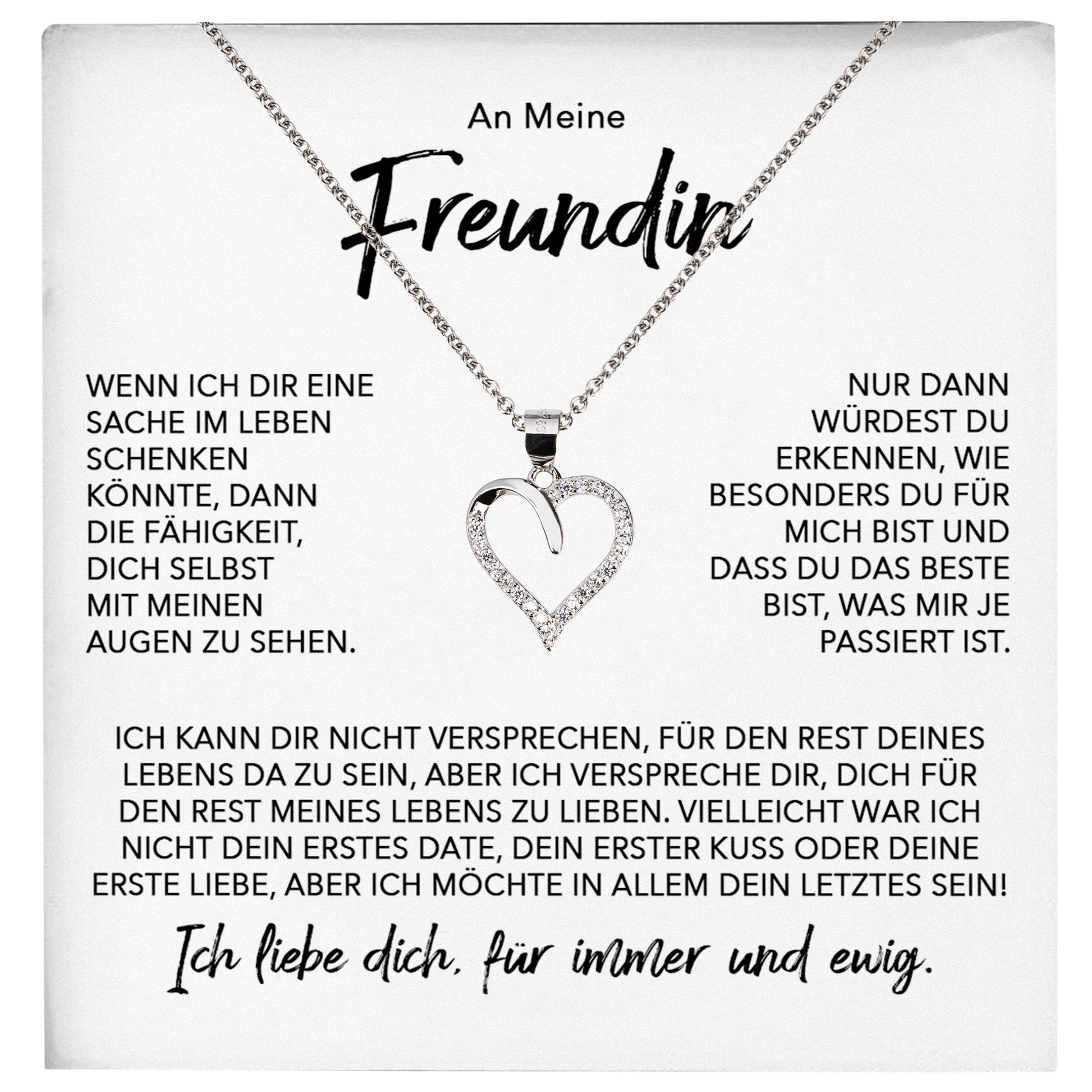 22Feels® Freundin Geschenk Silber Ich Liebe Dich Schmuck Frauen Silber 925/000 Herz Halskette Valentinstag Jahrestag Damen Collier Liebesbeweis-Schmuck mit Botschaftskarte - Herz21-22Feels