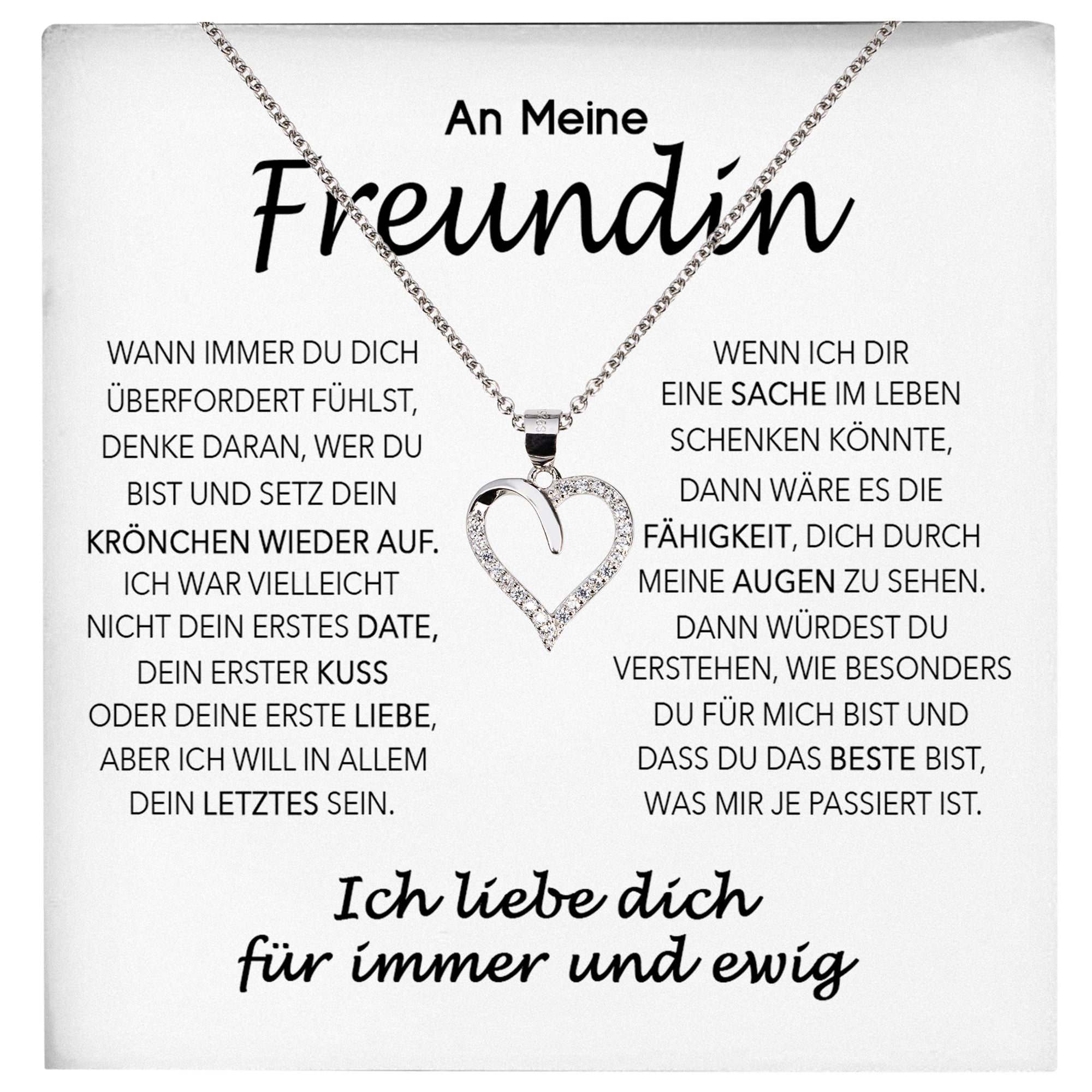 22Feels® Freundin Geschenk Silber Ich Liebe Dich Schmuck Frauen Silber 925/000 Herz Halskette Valentinstag Jahrestag Damen Collier Liebesbeweis-Schmuck mit Botschaftskarte - Herz21-22Feels