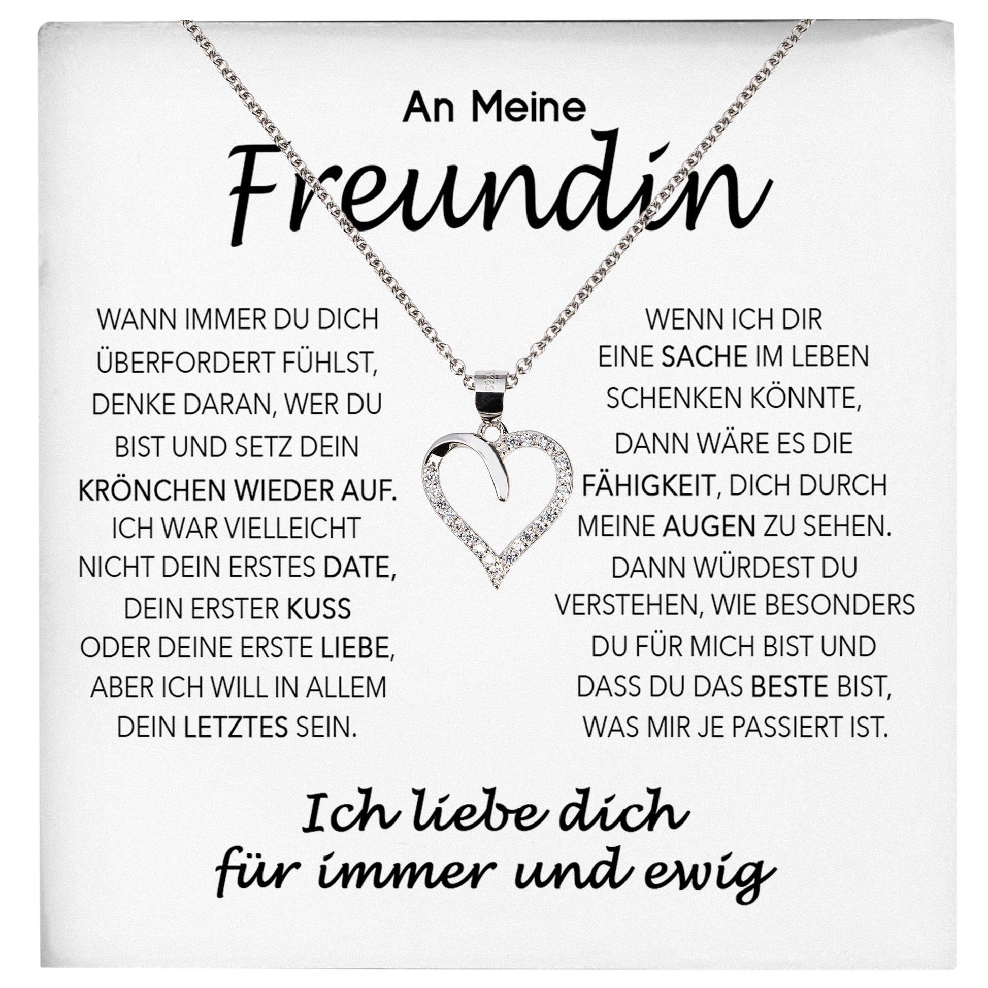 22Feels® Freundin Geschenk Silber Ich Liebe Dich Schmuck Frauen Silber 925/000 Herz Halskette Valentinstag Jahrestag Damen Collier Liebesbeweis-Schmuck mit Botschaftskarte - Herz21-22Feels