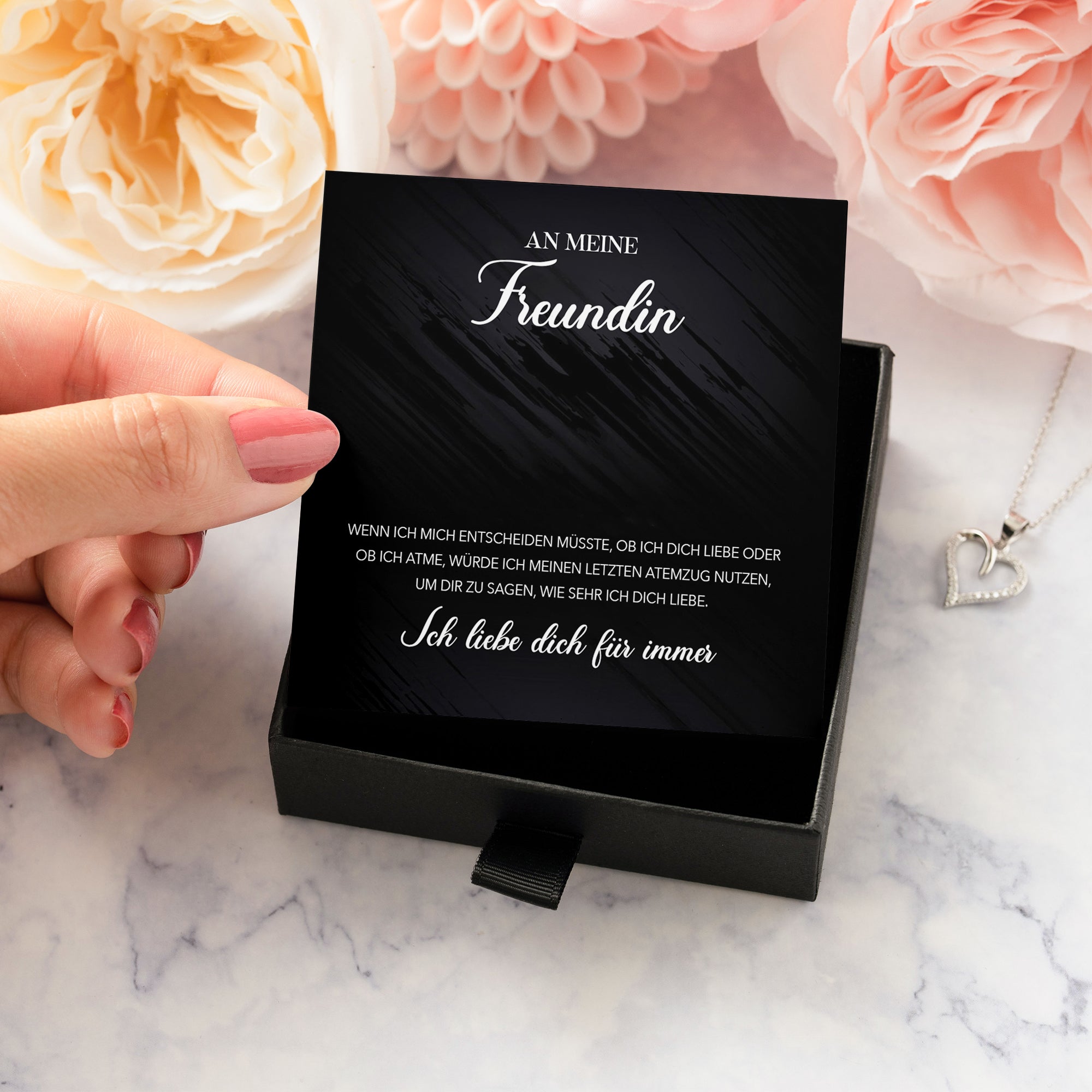 22Feels® Freundin Geschenk Silber Ich Liebe Dich Schmuck Frauen Silber 925/000 Herz Halskette Valentinstag Jahrestag Damen Collier Liebesbeweis-Schmuck mit Botschaftskarte - Herz21-22Feels