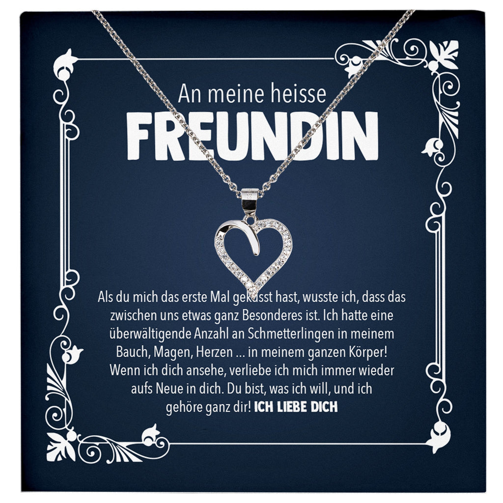 22Feels® Heisse Freundin Geschenk Silber Ich Liebe Dich Schmuck Frauen Silber 925/000 Herz Halskette Valentinstag Jahrestag Damen Collier Liebesbeweis-Schmuck mit Botschaftskarte - Herz21-22Feels