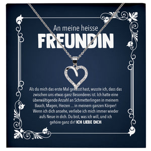 22Feels® Heisse Freundin Geschenk Silber Ich Liebe Dich Schmuck Frauen Silber 925/000 Herz Halskette Valentinstag Jahrestag Damen Collier Liebesbeweis-Schmuck mit Botschaftskarte - Herz21-22Feels