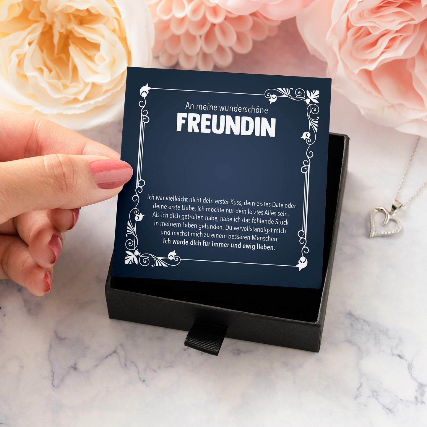 22Feels® Wunderschöne Freundin Geschenk Silber Ich Liebe Dich Schmuck Frauen Silber 925/000 Herz Halskette Valentinstag Jahrestag Damen Collier Liebesbeweis-Schmuck mit Botschaftskarte - Herz21-22Feels