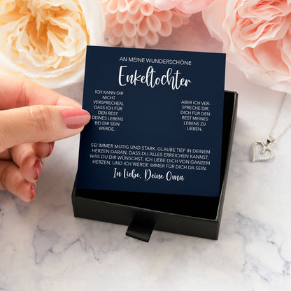 22Feels® Enkelin Geschenk von Oma Silber 925/000 Herz Halskette mit Karte Mädchen Frauen Schmuck Enkelkind Geburtstag Damen Weihnachten Firmung Konfirmation-Schmuck mit Botschaftskarte - Herz21-22Feels