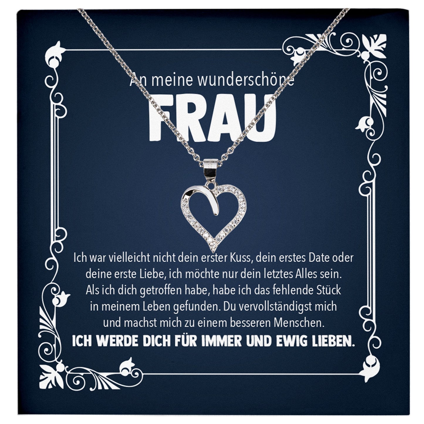 22Feels® Wunderschöne Ehefrau Geschenk Ich Liebe Dich Schmuck Silber 925/000 Frauen Herz Halskette Valentinstag Schatz Hochzeitstag Damen Collier Ehejubiläum-Schmuck mit Botschaftskarte - Herz21-22Feels