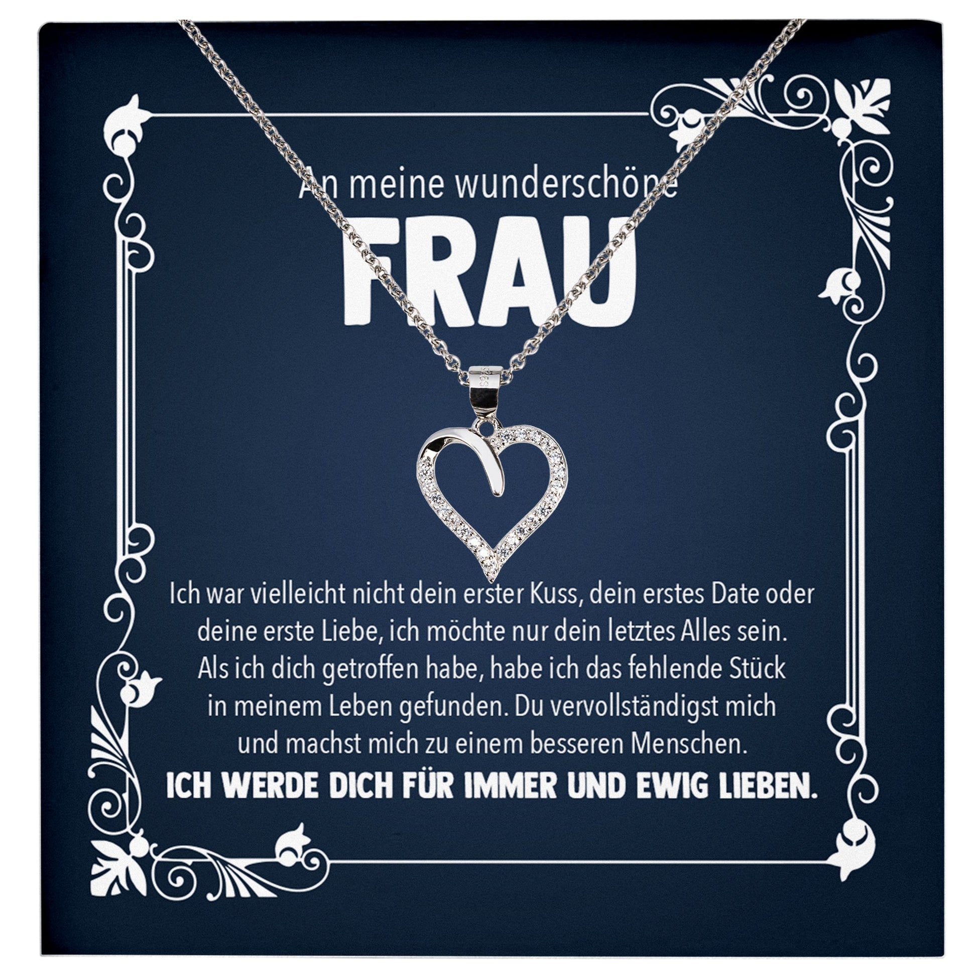 22Feels® Wunderschöne Ehefrau Geschenk Ich Liebe Dich Schmuck Silber 925/000 Frauen Herz Halskette Valentinstag Schatz Hochzeitstag Damen Collier Ehejubiläum-Schmuck mit Botschaftskarte - Herz21-22Feels