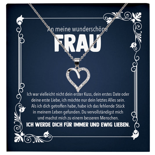 22Feels® Wunderschöne Ehefrau Geschenk Ich Liebe Dich Schmuck Silber 925/000 Frauen Herz Halskette Valentinstag Schatz Hochzeitstag Damen Collier Ehejubiläum-Schmuck mit Botschaftskarte - Herz21-22Feels