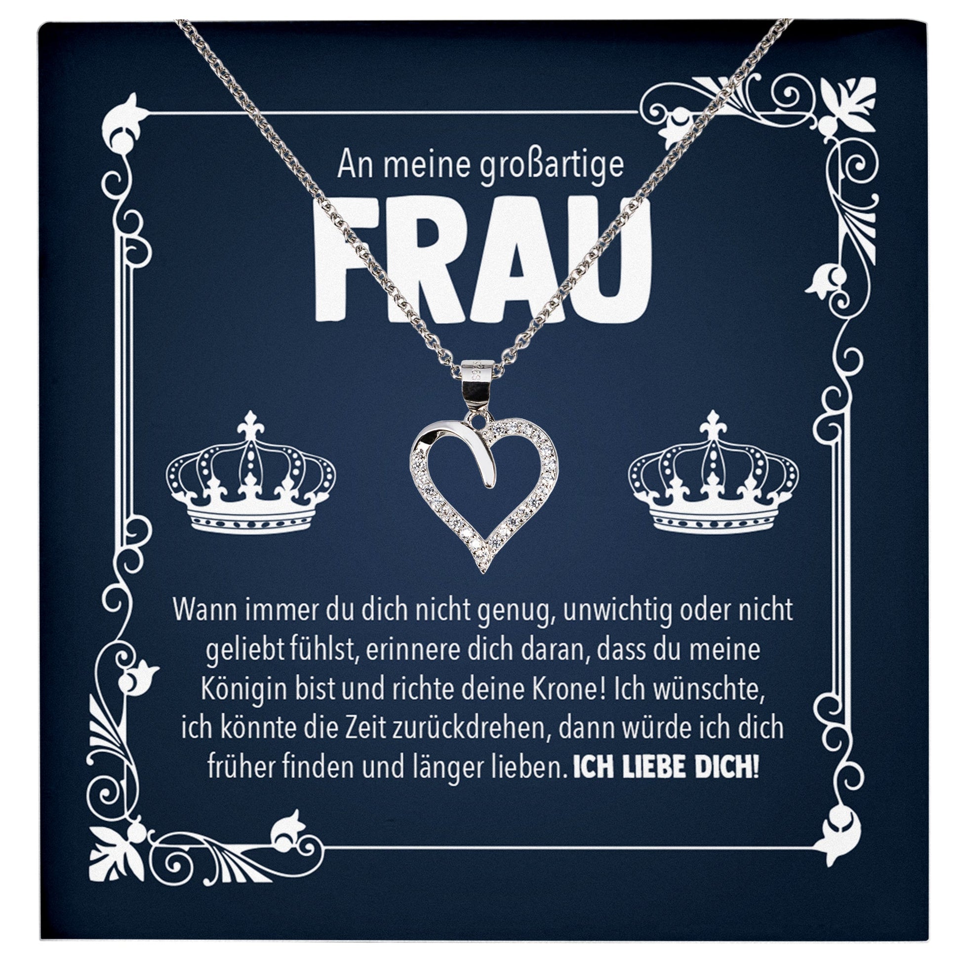 22Feels® Großartige Ehefrau Geschenk Ich Liebe Dich Schmuck Silber 925/000 Frauen Herz Halskette Valentinstag Schatz Hochzeitstag Damen Collier Ehejubiläum-Schmuck mit Botschaftskarte - Herz21-22Feels