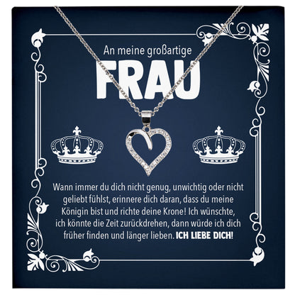 22Feels® Großartige Ehefrau Geschenk Ich Liebe Dich Schmuck Silber 925/000 Frauen Herz Halskette Valentinstag Schatz Hochzeitstag Damen Collier Ehejubiläum-Schmuck mit Botschaftskarte - Herz21-22Feels