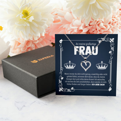 22Feels® Großartige Ehefrau Geschenk Ich Liebe Dich Schmuck Silber 925/000 Frauen Herz Halskette Valentinstag Schatz Hochzeitstag Damen Collier Ehejubiläum-Schmuck mit Botschaftskarte - Herz21-22Feels
