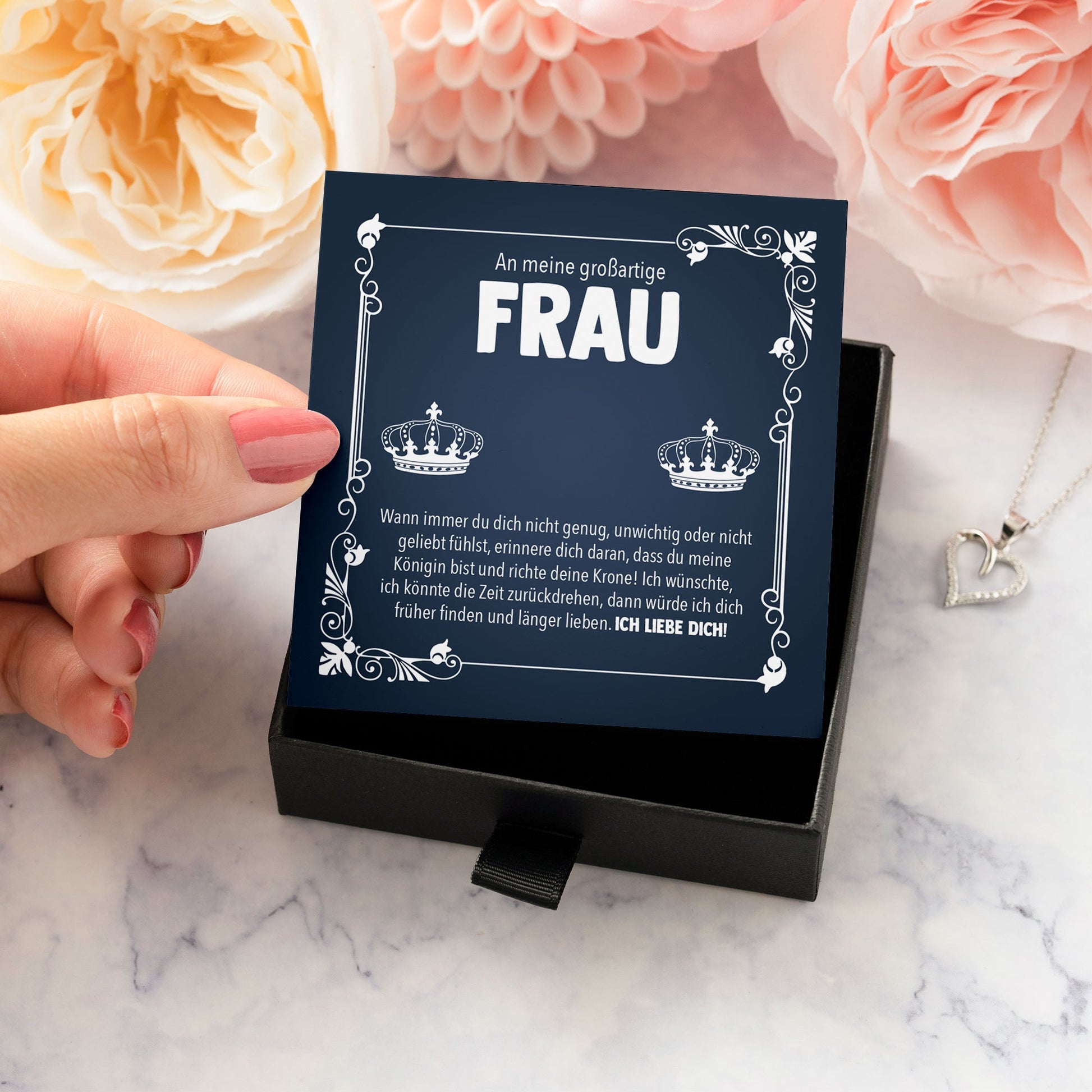 22Feels® Großartige Ehefrau Geschenk Ich Liebe Dich Schmuck Silber 925/000 Frauen Herz Halskette Valentinstag Schatz Hochzeitstag Damen Collier Ehejubiläum-Schmuck mit Botschaftskarte - Herz21-22Feels