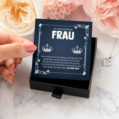 22Feels® Großartige Ehefrau Geschenk Ich Liebe Dich Schmuck Silber 925/000 Frauen Herz Halskette Valentinstag Schatz Hochzeitstag Damen Collier Ehejubiläum-Schmuck mit Botschaftskarte - Herz21-22Feels