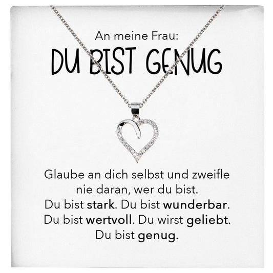 22Feels® Ehefrau Geschenk Ich Liebe Dich Schmuck Silber 925/000 Frauen Herz Halskette Du Bist Genug Valentinstag Schatz Hochzeitstag Damen Collier Ehejubiläum-Schmuck mit Botschaftskarte - Herz21-22Feels