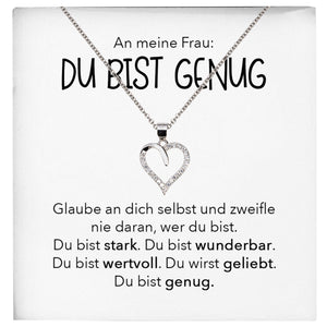 22Feels® Ehefrau Geschenk Ich Liebe Dich Schmuck Silber 925/000 Frauen Herz Halskette Du Bist Genug Valentinstag Schatz Hochzeitstag Damen Collier Ehejubiläum-Schmuck mit Botschaftskarte - Herz21-22Feels