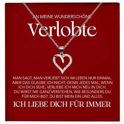 22Feels® An Meine Wunderschöne Verlobte Geschenk Silber 925/000 Herz Halskette mit Karte Frauen Schmuck Ich Liebe Dich Verlobung Valentinstag Hochzeitsplanung-Schmuck mit Botschaftskarte - Herz21-22Feels