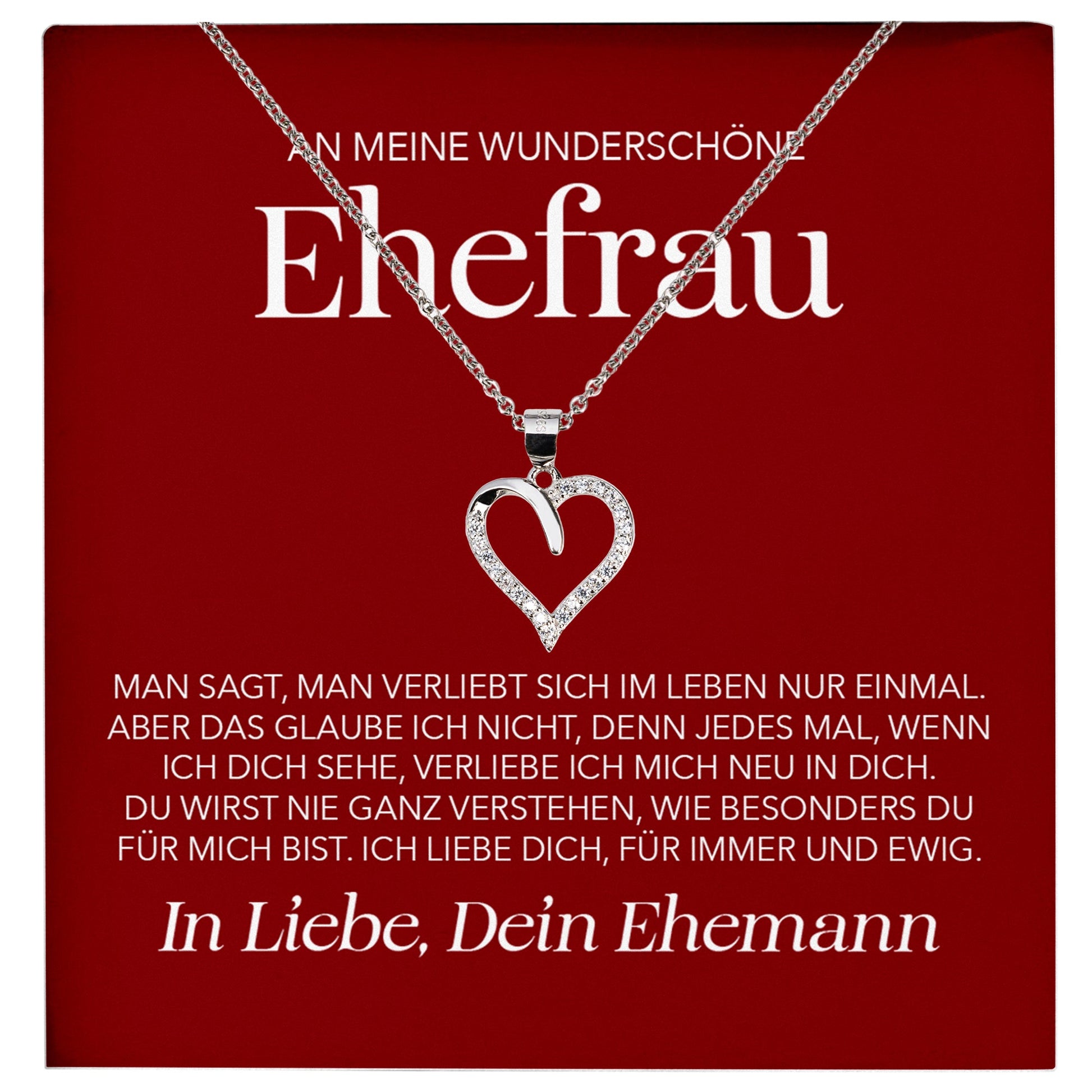 22Feels® An Meine Wundeschöne Ehefrau Geschenk Ich Liebe Dich Schmuck Silber 925/000 Frauen Herz Halskette Valentinstag Schatz Hochzeitstag Damen Collier Ehejubiläum-Schmuck mit Botschaftskarte - Herz21-22Feels