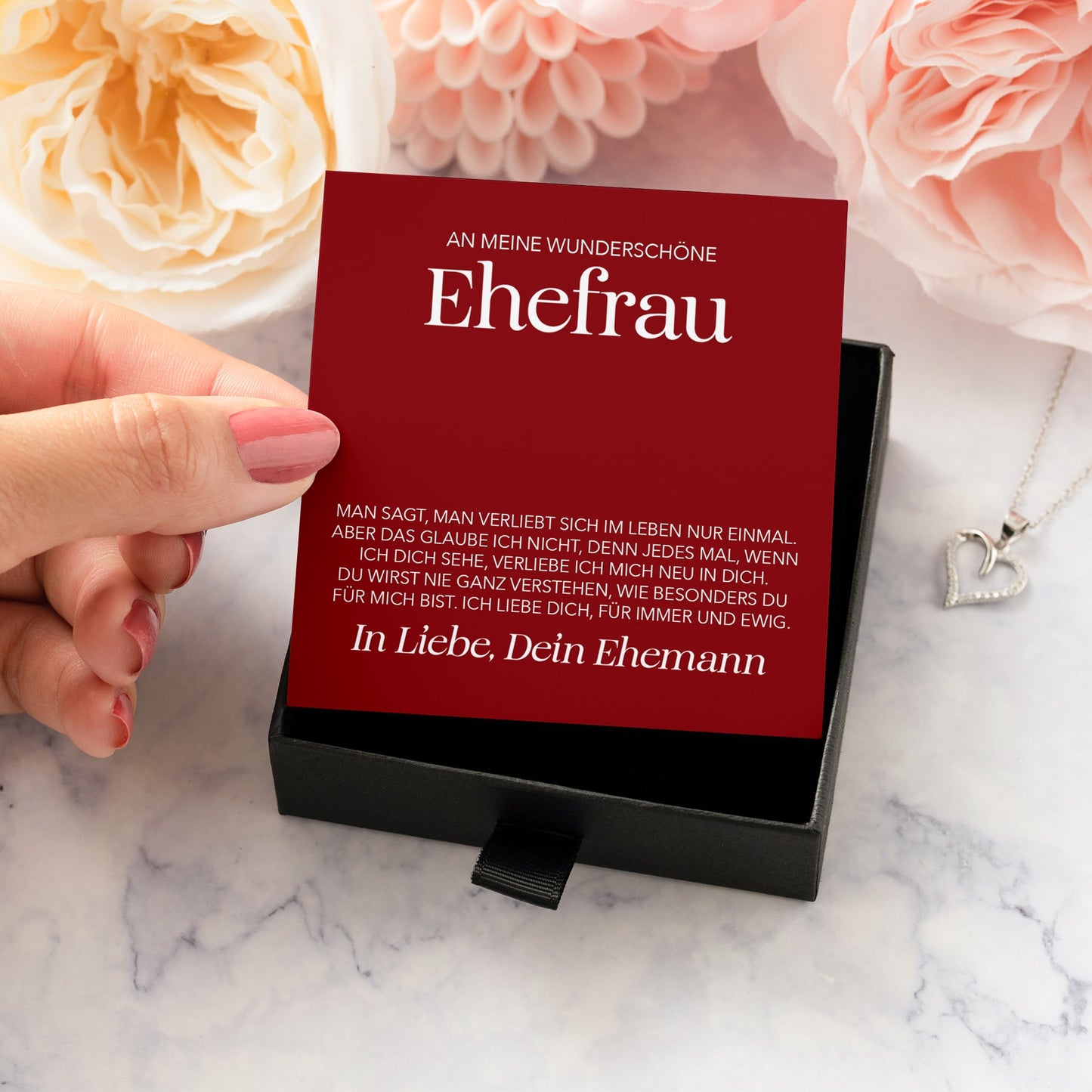 22Feels® An Meine Wundeschöne Ehefrau Geschenk Ich Liebe Dich Schmuck Silber 925/000 Frauen Herz Halskette Valentinstag Schatz Hochzeitstag Damen Collier Ehejubiläum-Schmuck mit Botschaftskarte - Herz21-22Feels