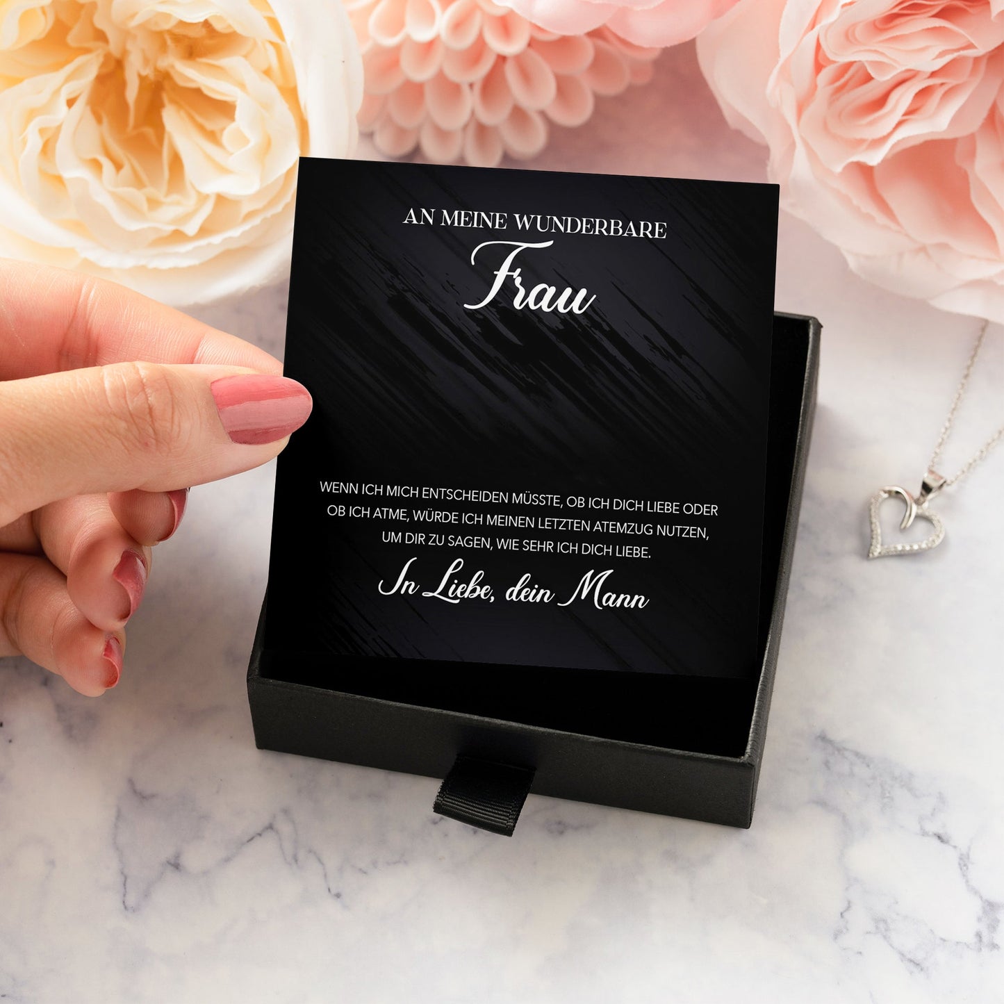 22Feels® Ehefrau Geschenk Ich Liebe Dich Schmuck Silber 925/000 Frauen Herz Halskette Valentinstag Schatz Hochzeitstag Damen Collier Ehejubiläum-Schmuck mit Botschaftskarte - Herz21-22Feels