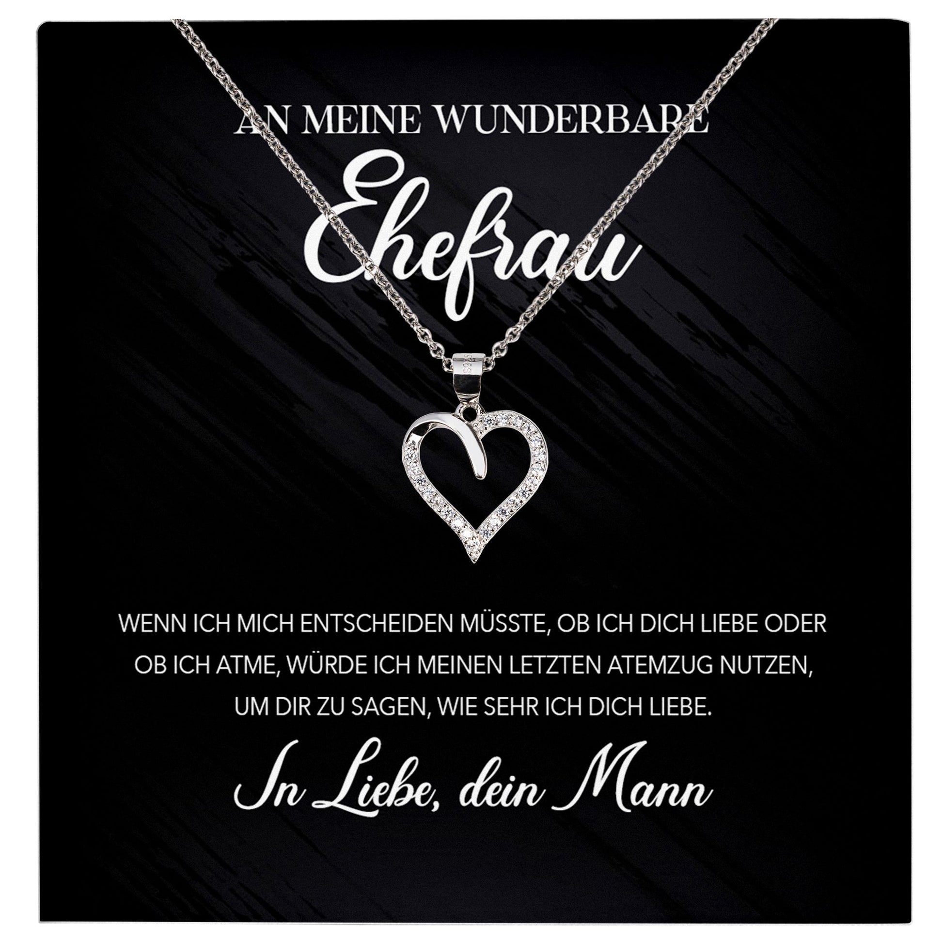 22Feels® Wunderbare Ehefrau Geschenk Ich Liebe Dich Schmuck Silber 925/000 Frauen Herz Halskette Valentinstag Schatz Hochzeitstag Damen Collier Ehejubiläum-Schmuck mit Botschaftskarte - Herz21-22Feels