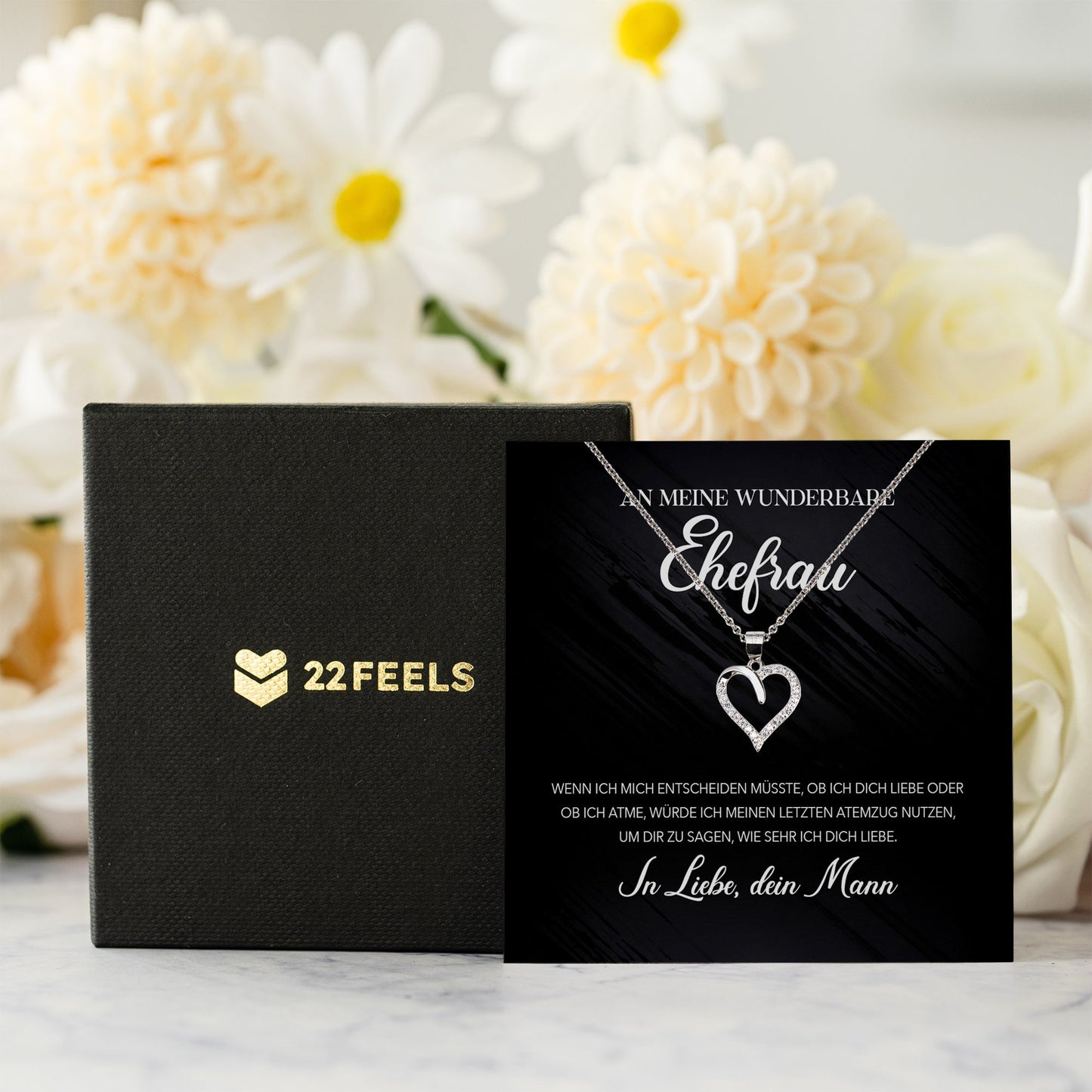 22Feels® Wunderbare Ehefrau Geschenk Ich Liebe Dich Schmuck Silber 925/000 Frauen Herz Halskette Valentinstag Schatz Hochzeitstag Damen Collier Ehejubiläum-Schmuck mit Botschaftskarte - Herz21-22Feels