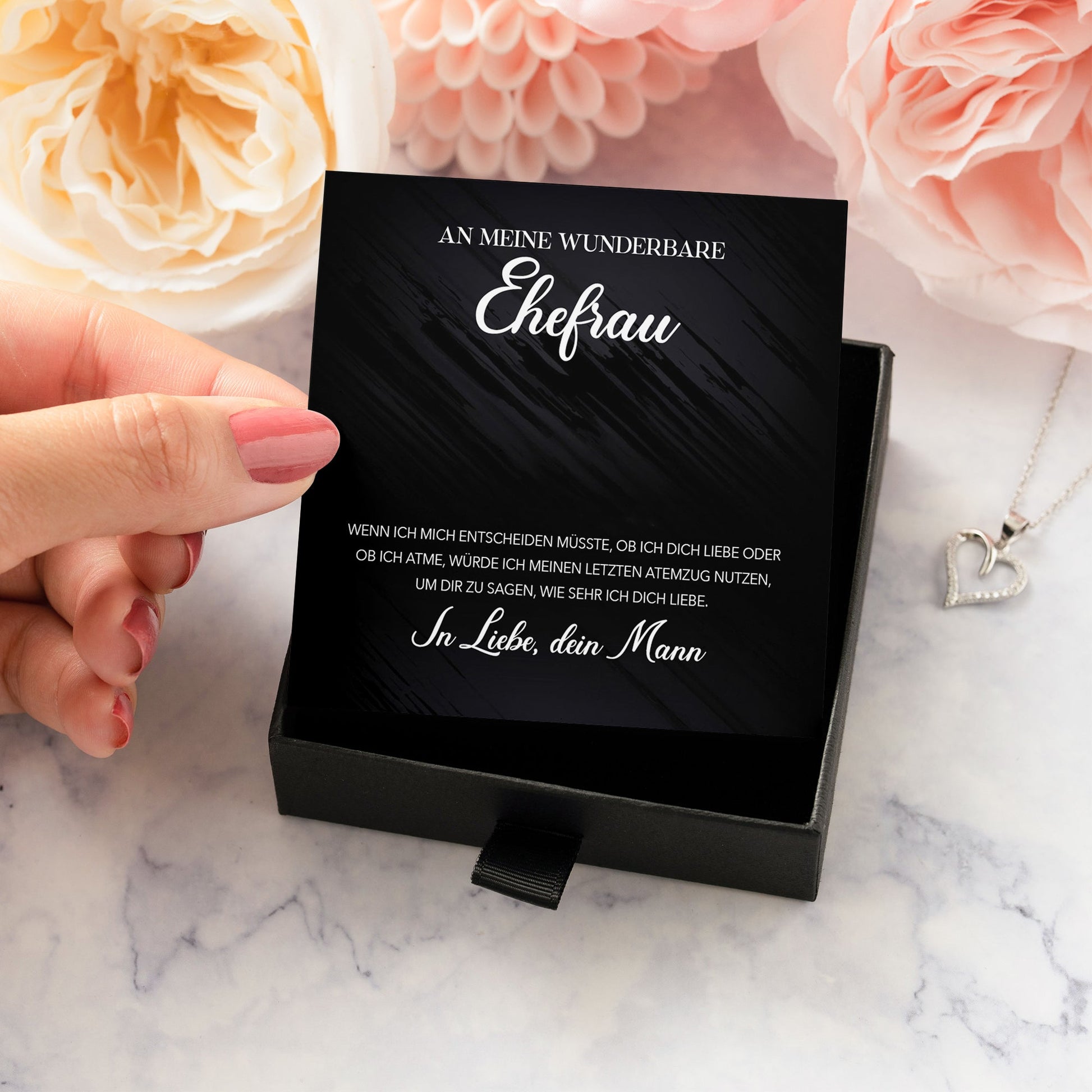 22Feels® Wunderbare Ehefrau Geschenk Ich Liebe Dich Schmuck Silber 925/000 Frauen Herz Halskette Valentinstag Schatz Hochzeitstag Damen Collier Ehejubiläum-Schmuck mit Botschaftskarte - Herz21-22Feels