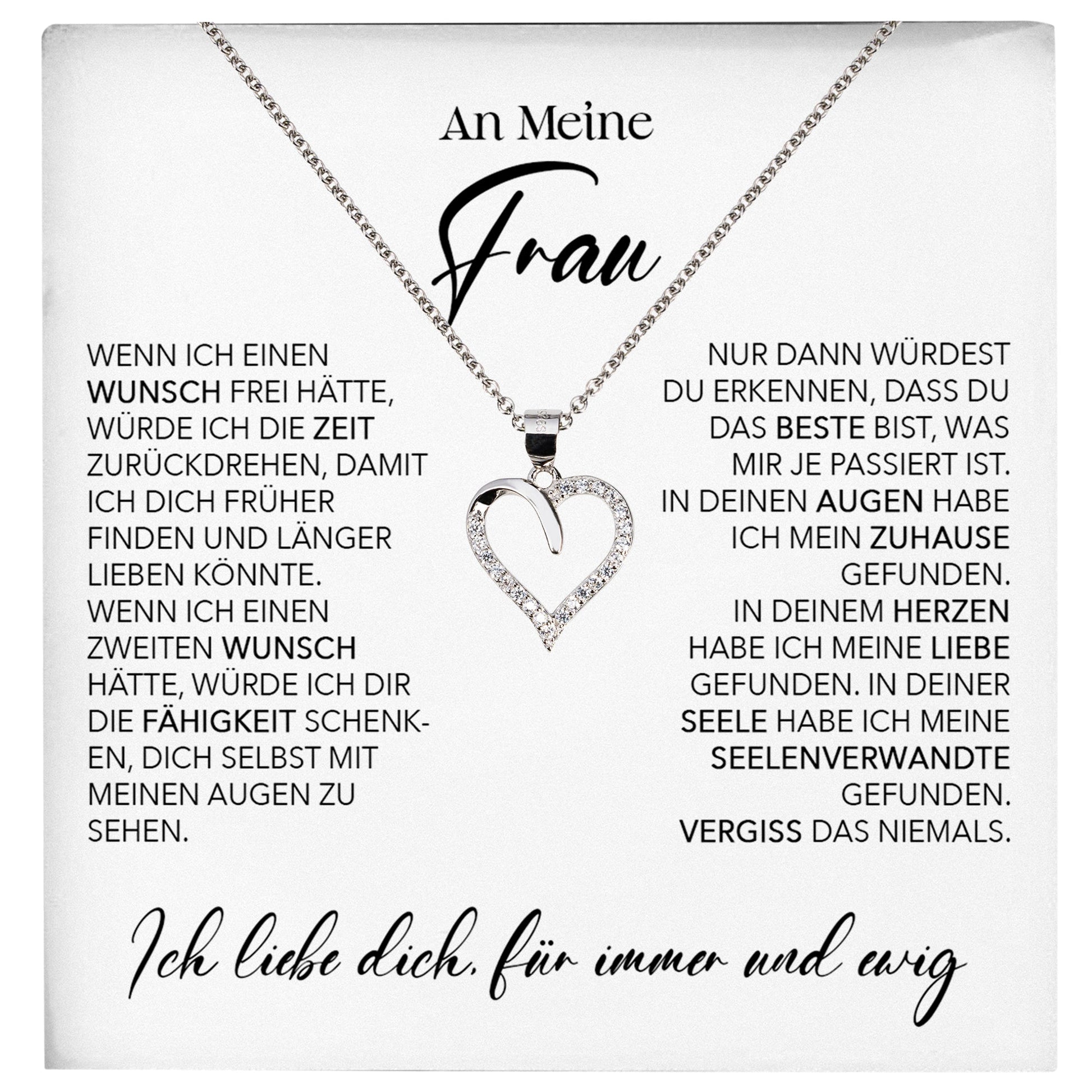 22Feels® Ehefrau Geschenk Ich Liebe Dich Schmuck Silber 925/000 Frauen Herz Halskette Valentinstag Schatz Hochzeitstag Damen Collier Ehejubiläum-Schmuck mit Botschaftskarte - Herz21-22Feels