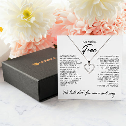 22Feels® Ehefrau Geschenk Ich Liebe Dich Schmuck Silber 925/000 Frauen Herz Halskette Valentinstag Schatz Hochzeitstag Damen Collier Ehejubiläum-Schmuck mit Botschaftskarte - Herz21-22Feels