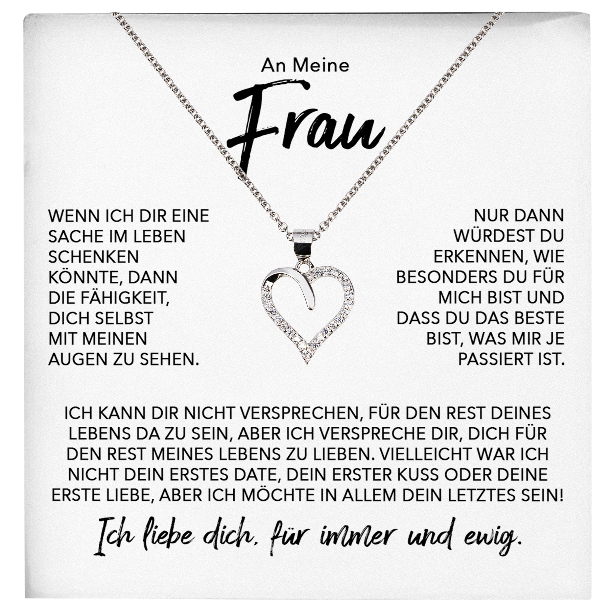 22Feels® Ehefrau Geschenk Ich Liebe Dich Schmuck Silber 925/000 Frauen Herz Halskette Valentinstag Schatz Hochzeitstag Damen Collier Ehejubiläum-Schmuck mit Botschaftskarte - Herz21-22Feels