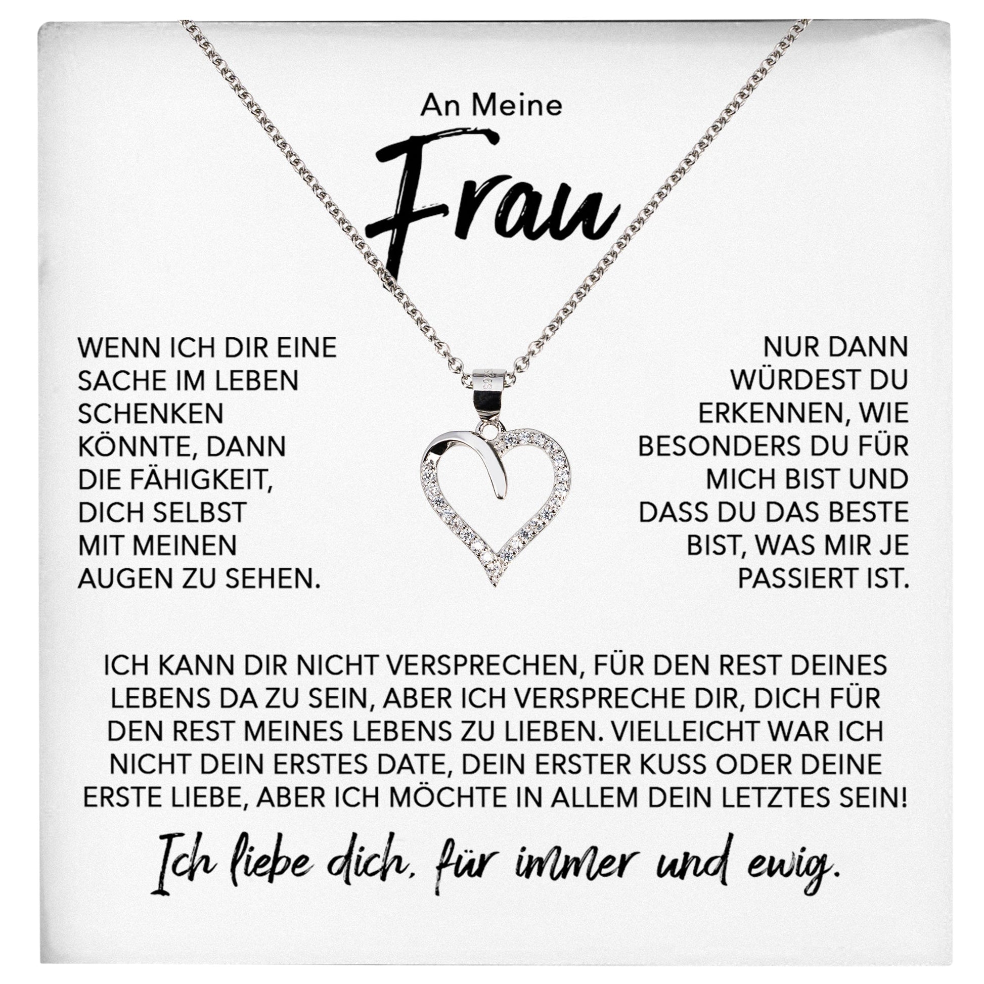 22Feels® Ehefrau Geschenk Ich Liebe Dich Schmuck Silber 925/000 Frauen Herz Halskette Valentinstag Schatz Hochzeitstag Damen Collier Ehejubiläum-Schmuck mit Botschaftskarte - Herz21-22Feels