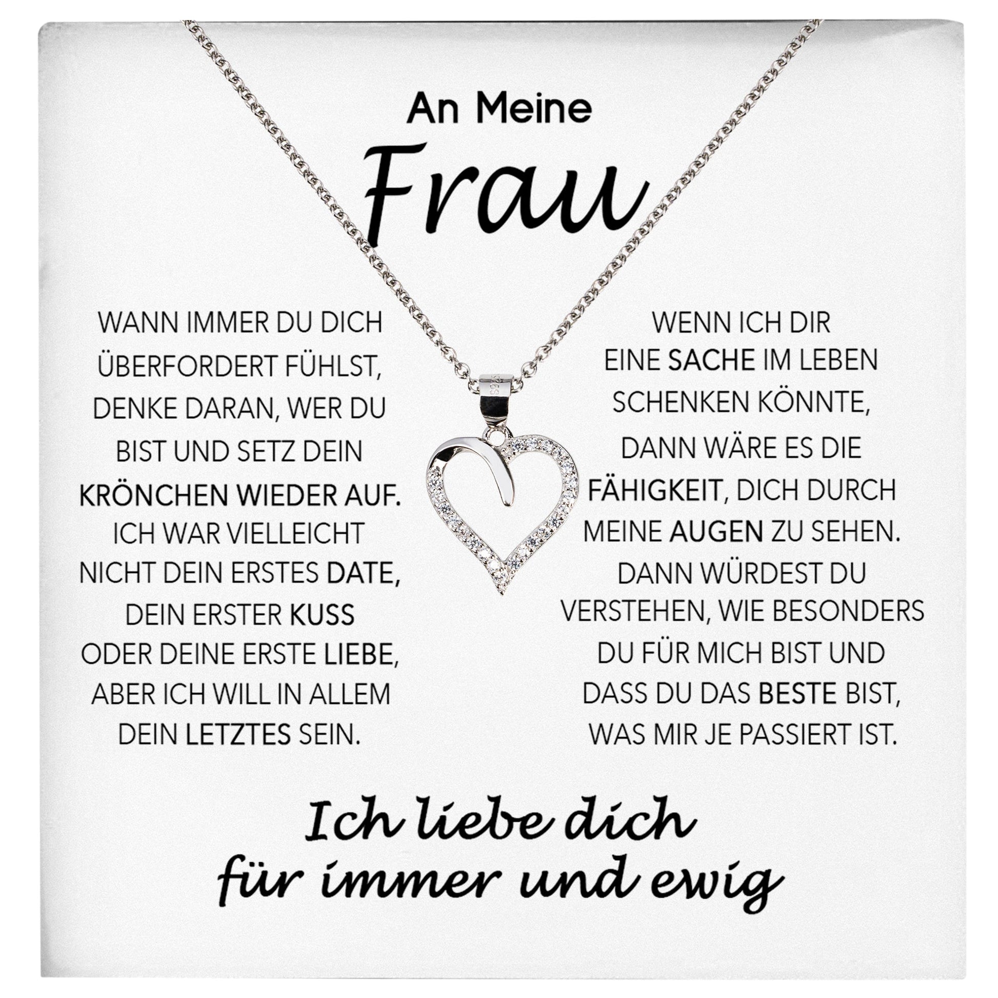 22Feels® Ehefrau Geschenk Ich Liebe Dich Schmuck Silber 925/000 Frauen Herz Halskette Valentinstag Schatz Hochzeitstag Damen Collier Ehejubiläum-Schmuck mit Botschaftskarte - Herz21-22Feels