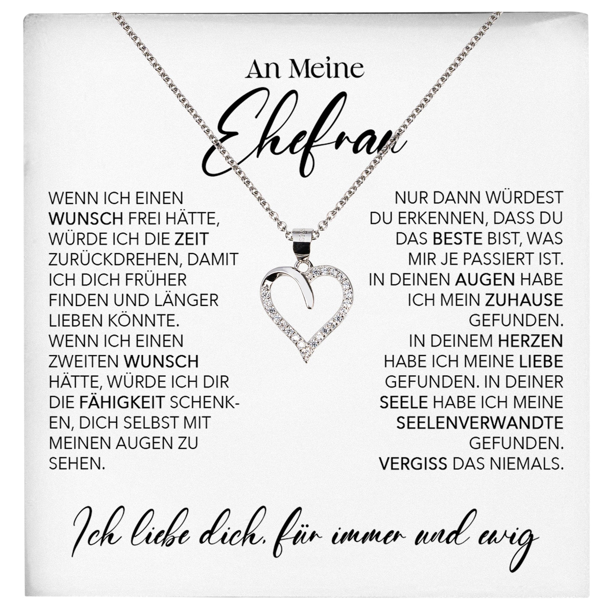 22Feels® Ehefrau Geschenk Ich Liebe Dich Schmuck Silber 925/000 Frauen Herz Halskette Valentinstag Schatz Hochzeitstag Damen Collier Ehejubiläum-Schmuck mit Botschaftskarte - Herz21-22Feels