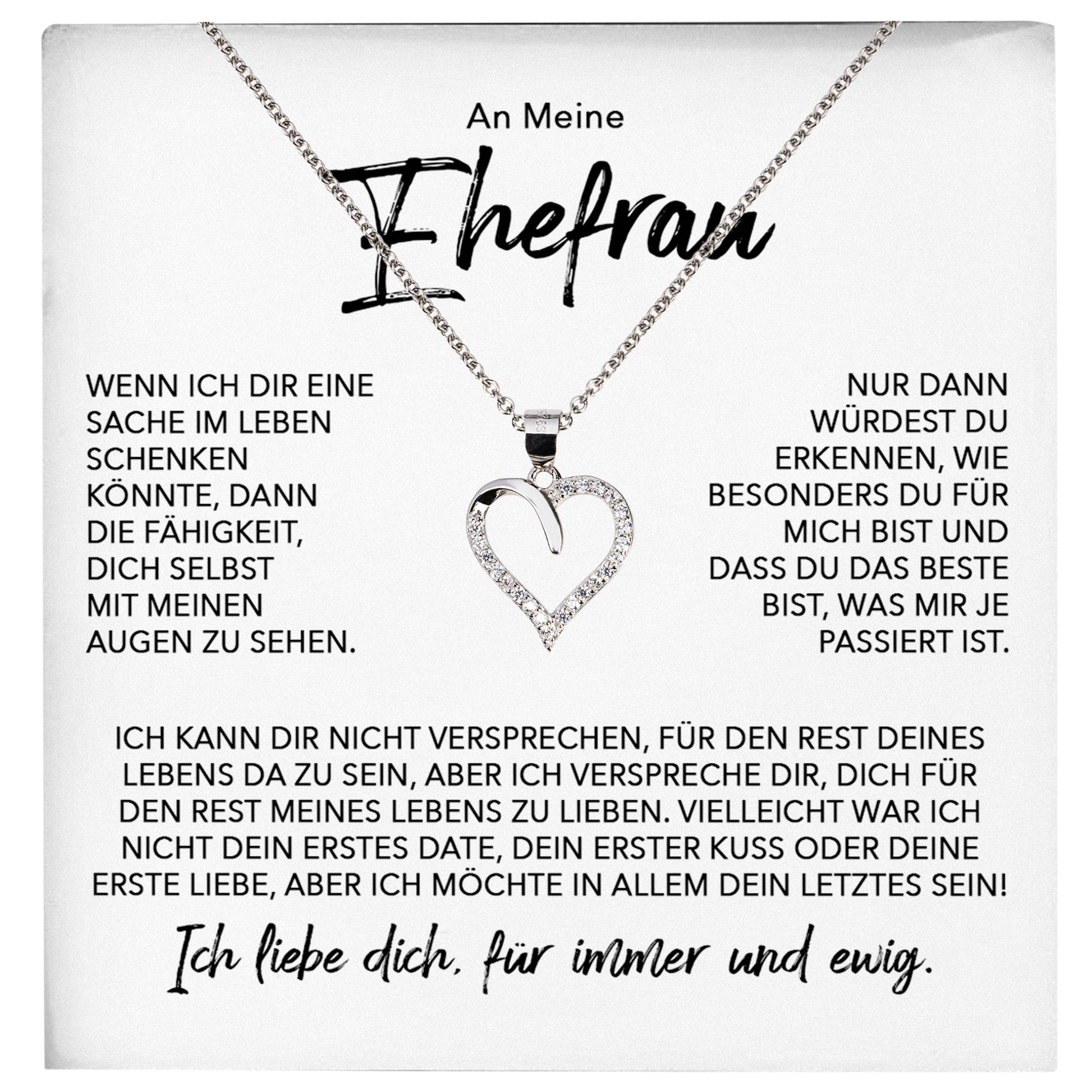 22Feels® Ehefrau Geschenk Ich Liebe Dich Schmuck Silber 925/000 Frauen Herz Halskette Valentinstag Schatz Hochzeitstag Damen Collier Ehejubiläum-Schmuck mit Botschaftskarte - Herz21-22Feels