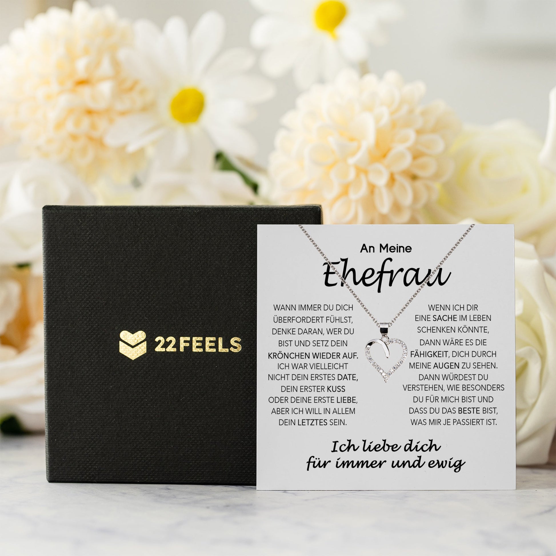 22Feels® Ehefrau Geschenk Ich Liebe Dich Schmuck Silber 925/000 Frauen Herz Halskette Valentinstag Schatz Hochzeitstag Damen Collier Ehejubiläum-Schmuck mit Botschaftskarte - Herz21-22Feels