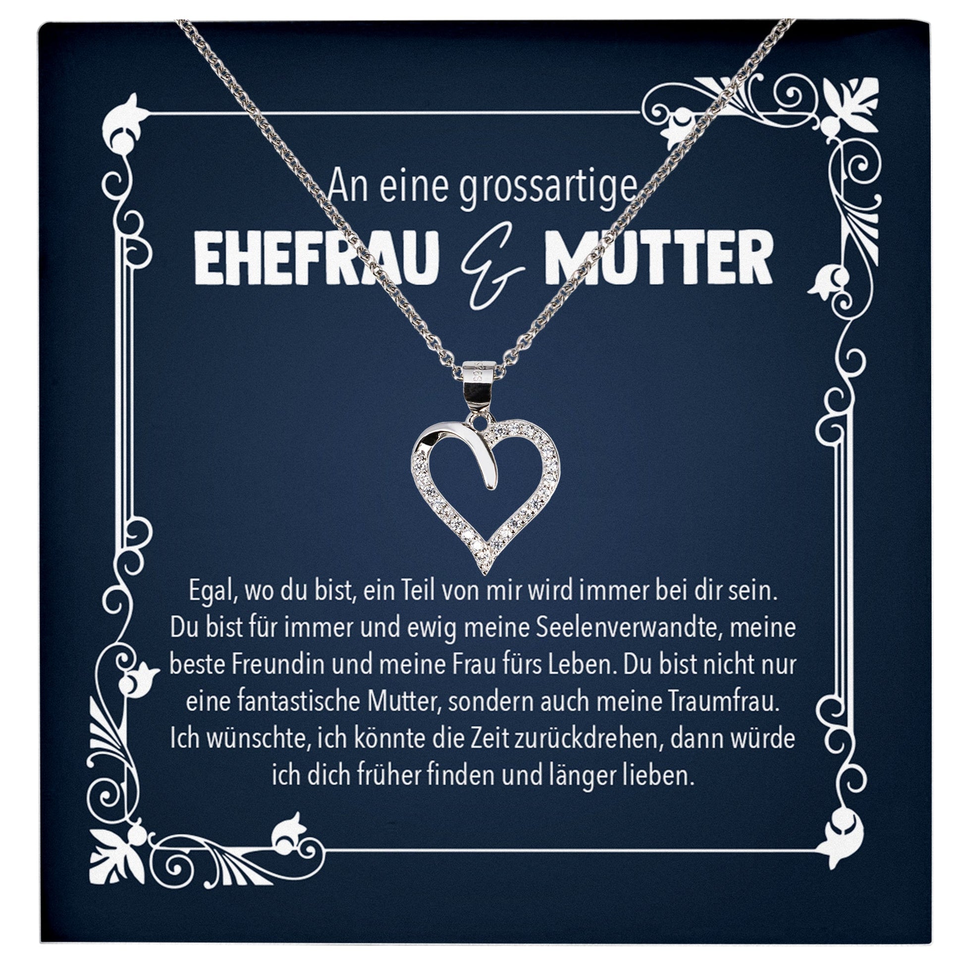 22Feels® Ehefrau Muttertag Geschenk Ich Liebe Dich Schmuck Silber 925/000 Frauen Herz Halskette Valentinstag Schatz Hochzeitstag Damen Collier-Schmuck mit Botschaftskarte - Herz21-22Feels