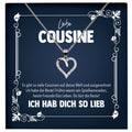 22Feels® Liebe Cousine Geschenk Silber 925/000 Herz Halskette mit Karte Mädchen Frauen Schmuck Familie Geburtstag Damen Weihnachten Firmung Konfirmation-Schmuck mit Botschaftskarte - Herz21-22Feels