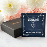 22Feels® Liebe Cousine Geschenk Silber 925/000 Herz Halskette mit Karte Mädchen Frauen Schmuck Familie Geburtstag Damen Weihnachten Firmung Konfirmation-Schmuck mit Botschaftskarte - Herz21-22Feels