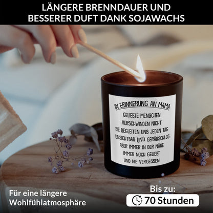 22Feels® Trauerkerze Mama Kondolenz Geschenk HANDGEMACHTE Sojawachs Duft-Kerze im Glas (ZITRUS, VEGAN)-Spruchkerzen B1K1-22Feels