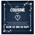 22Feels® Liebe Cousine Geschenk Silber 925/000 Herz Halskette mit Karte Mädchen Frauen Schmuck Familie Geburtstag Damen Weihnachten Firmung Konfirmation-Schmuck mit Botschaftskarte - Herz21-22Feels