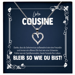 22Feels® Liebe Cousine Geschenk Silber 925/000 Herz Halskette mit Karte Mädchen Frauen Schmuck Familie Geburtstag Damen Weihnachten Firmung Konfirmation-Schmuck mit Botschaftskarte - Herz21-22Feels