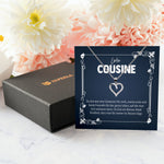 22Feels® Liebe Cousine Geschenk Silber 925/000 Herz Halskette mit Karte Mädchen Frauen Schmuck Familie Geburtstag Damen Weihnachten Firmung Konfirmation-Schmuck mit Botschaftskarte - Herz21-22Feels