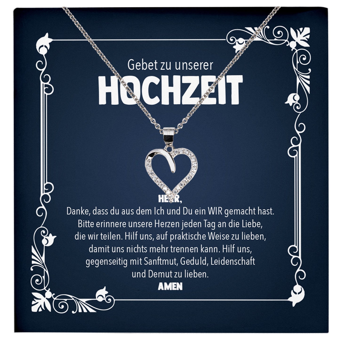 22Feels® Gebet Braut Geschenk von Bräutigam vor der Hochzeit Schmuck Silber 925/000 Frauen Herz Halskette Ich Liebe Dich Damen Collier mit 23 Zirkonia Steinen-Schmuck mit Botschaftskarte - Herz21-22Feels