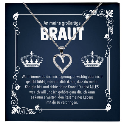 22Feels® Königin Braut Geschenk von Bräutigam vor der Hochzeit Schmuck Silber 925/000 Frauen Herz Halskette Ich Liebe Dich Damen Collier mit 23 Zirkonia Steinen-Schmuck mit Botschaftskarte - Herz21-22Feels