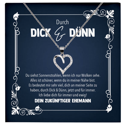 22Feels® Durch Dick und Dünn Braut Geschenk von Bräutigam vor der Hochzeit Schmuck Silber 925/000 Frauen Herz Halskette Ich Liebe Dich Damen Collier mit 23 Zirkonia Steinen-Schmuck mit Botschaftskarte - Herz21-22Feels