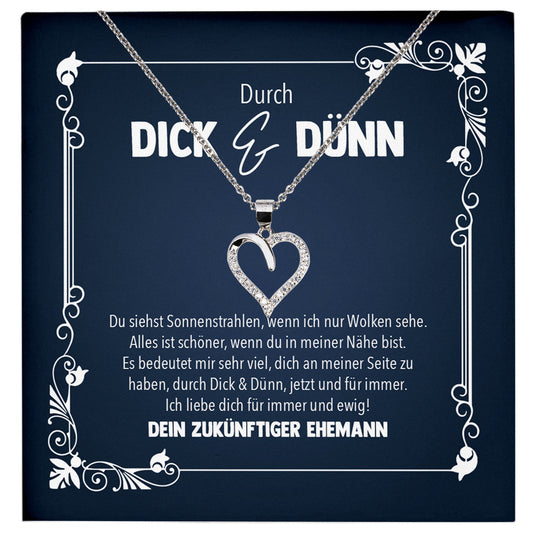 22Feels® Durch Dick und Dünn Braut Geschenk von Bräutigam vor der Hochzeit Schmuck Silber 925/000 Frauen Herz Halskette Ich Liebe Dich Damen Collier mit 23 Zirkonia Steinen-Schmuck mit Botschaftskarte - Herz21-22Feels
