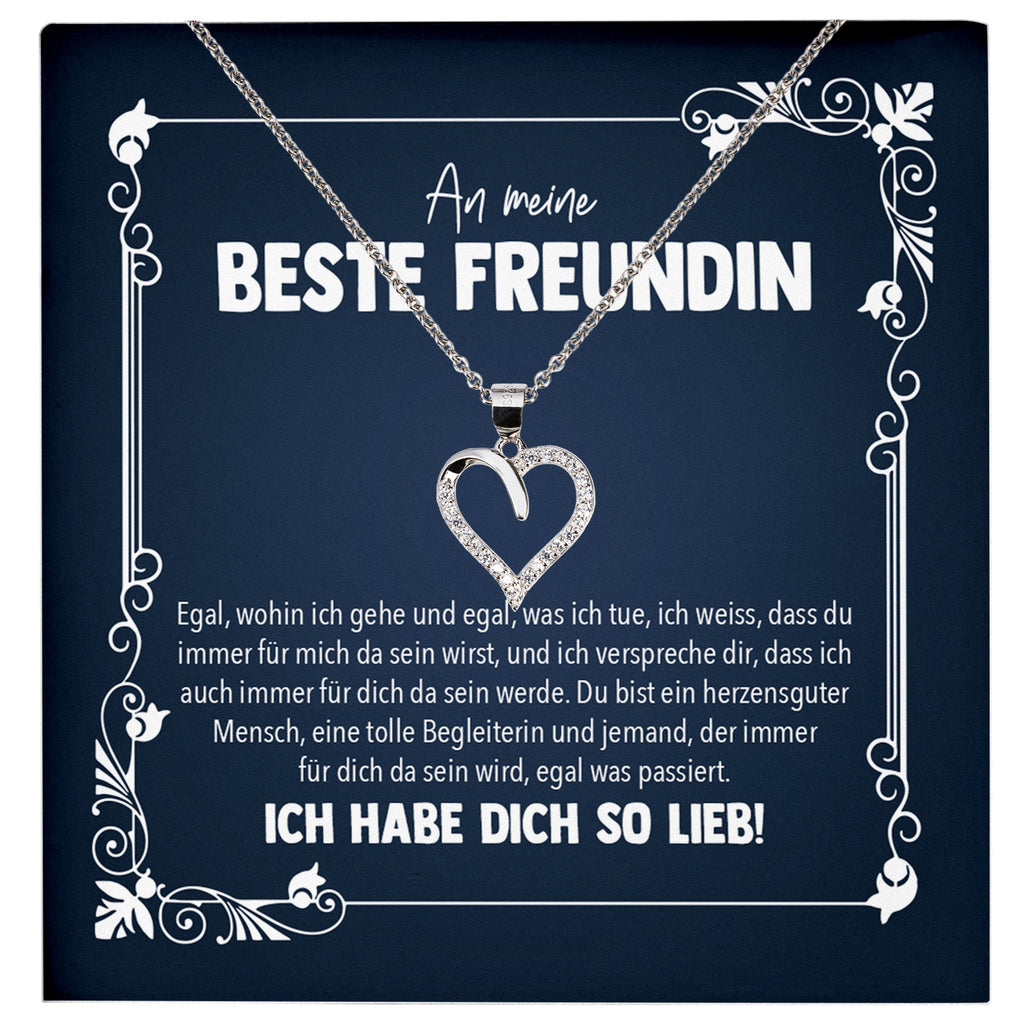 22Feels® Freundschaftkette Beste Freundin Geschenk Silber 925/000 Schmuck Frauen Collier Herz Anhaenger mit Karte Mädchen Damen Geburtstag Bestie BFF-Schmuck mit Botschaftskarte - Herz21-22Feels