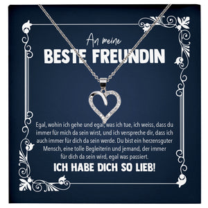 22Feels® Freundschaftkette Beste Freundin Geschenk Silber 925/000 Schmuck Frauen Collier Herz Anhaenger mit Karte Mädchen Damen Geburtstag Bestie BFF-Schmuck mit Botschaftskarte - Herz21-22Feels