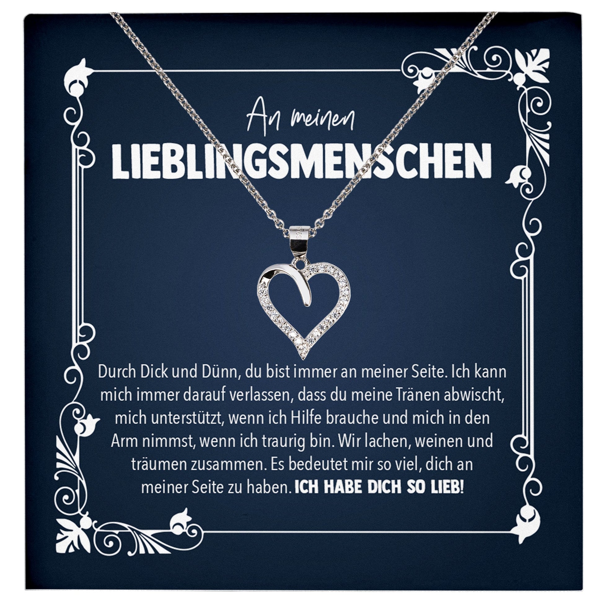 22Feels® An Meinen Lieblingsmenschen Frauen Schmuck Silber 925/000 Freundschaftkette Beste Freundin Geschenk Collier Herz Bestie BFF mit Karte Mädchen Damen Geburtstag Bestie BFF-Schmuck mit Botschaftskarte - Herz21-22Feels