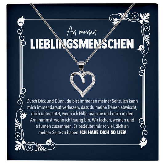 22Feels® An Meinen Lieblingsmenschen Frauen Schmuck Silber 925/000 Freundschaftkette Beste Freundin Geschenk Collier Herz Bestie BFF mit Karte Mädchen Damen Geburtstag Bestie BFF-Schmuck mit Botschaftskarte - Herz21-22Feels
